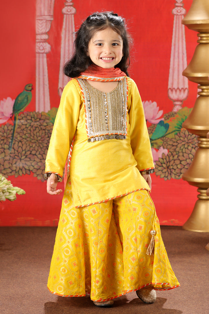 Peela Narangi Kurta & Sharara Set