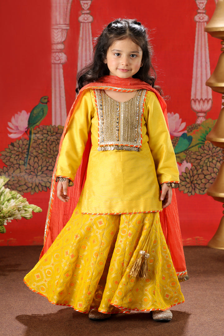 Peela Narangi Kurta & Sharara Set