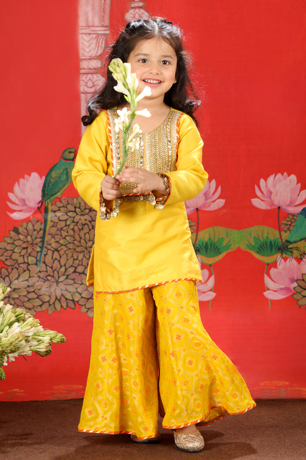 Peela Narangi Kurta & Sharara Set