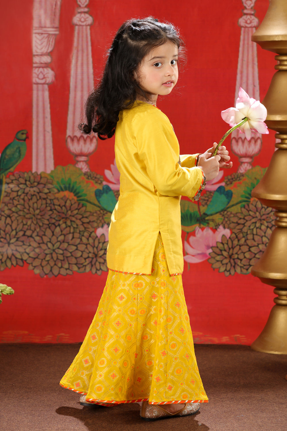 Peela Narangi Kurta & Sharara Set