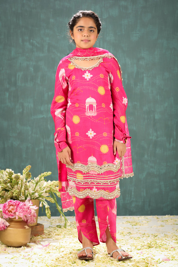 Shri Ram Pink Long Kurta and Dhoti Pant Set