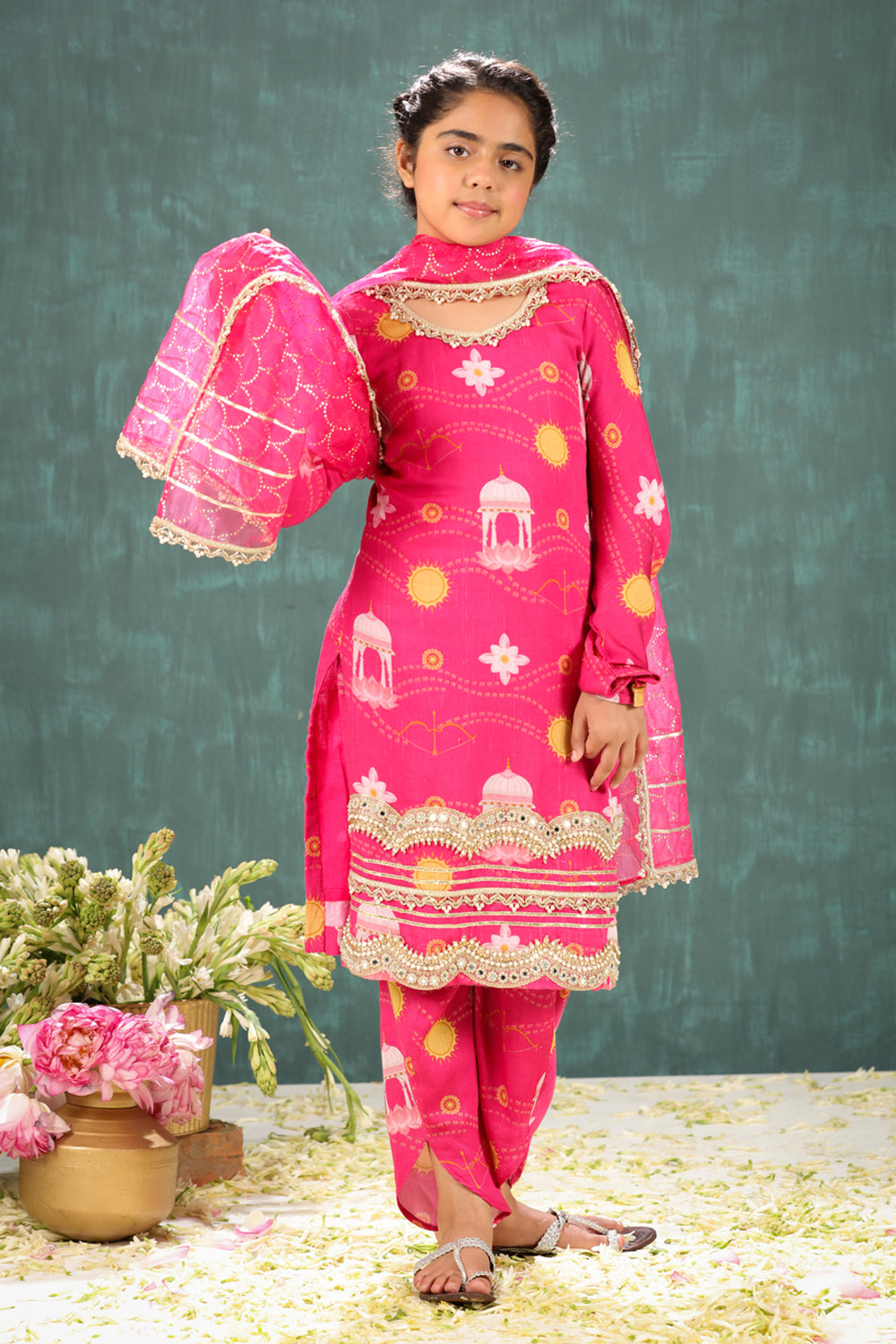 Shri Ram Pink Long Kurta and Dhoti Pant Set