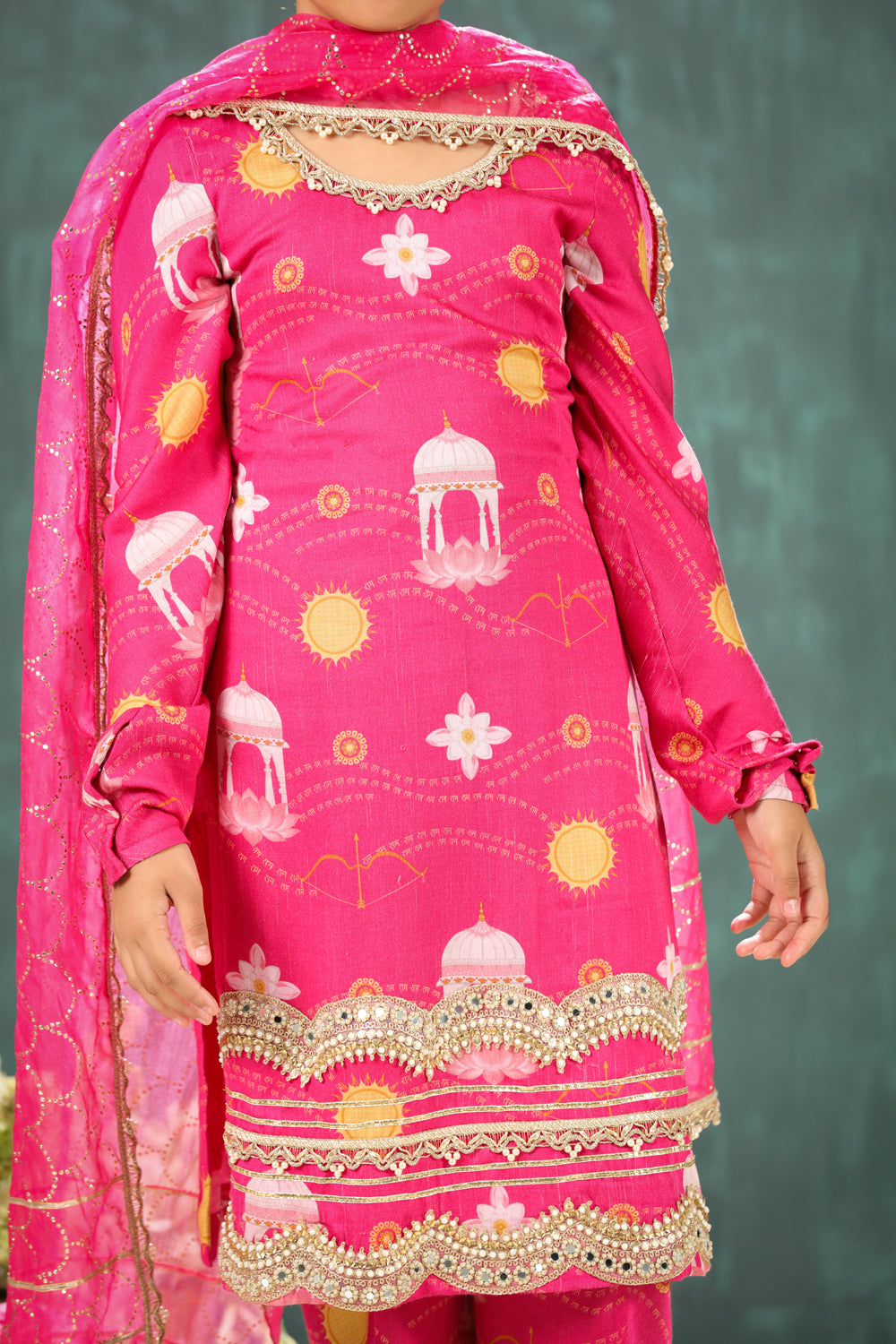 Shri Ram Pink Long Kurta and Dhoti Pant Set