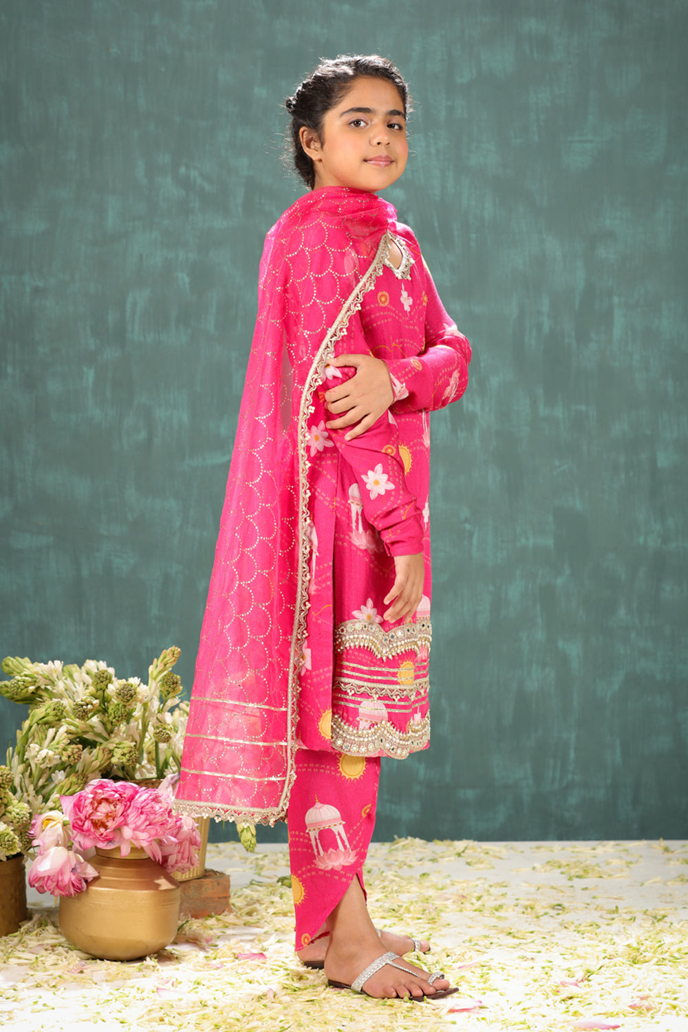 Shri Ram Pink Long Kurta and Dhoti Pant Set