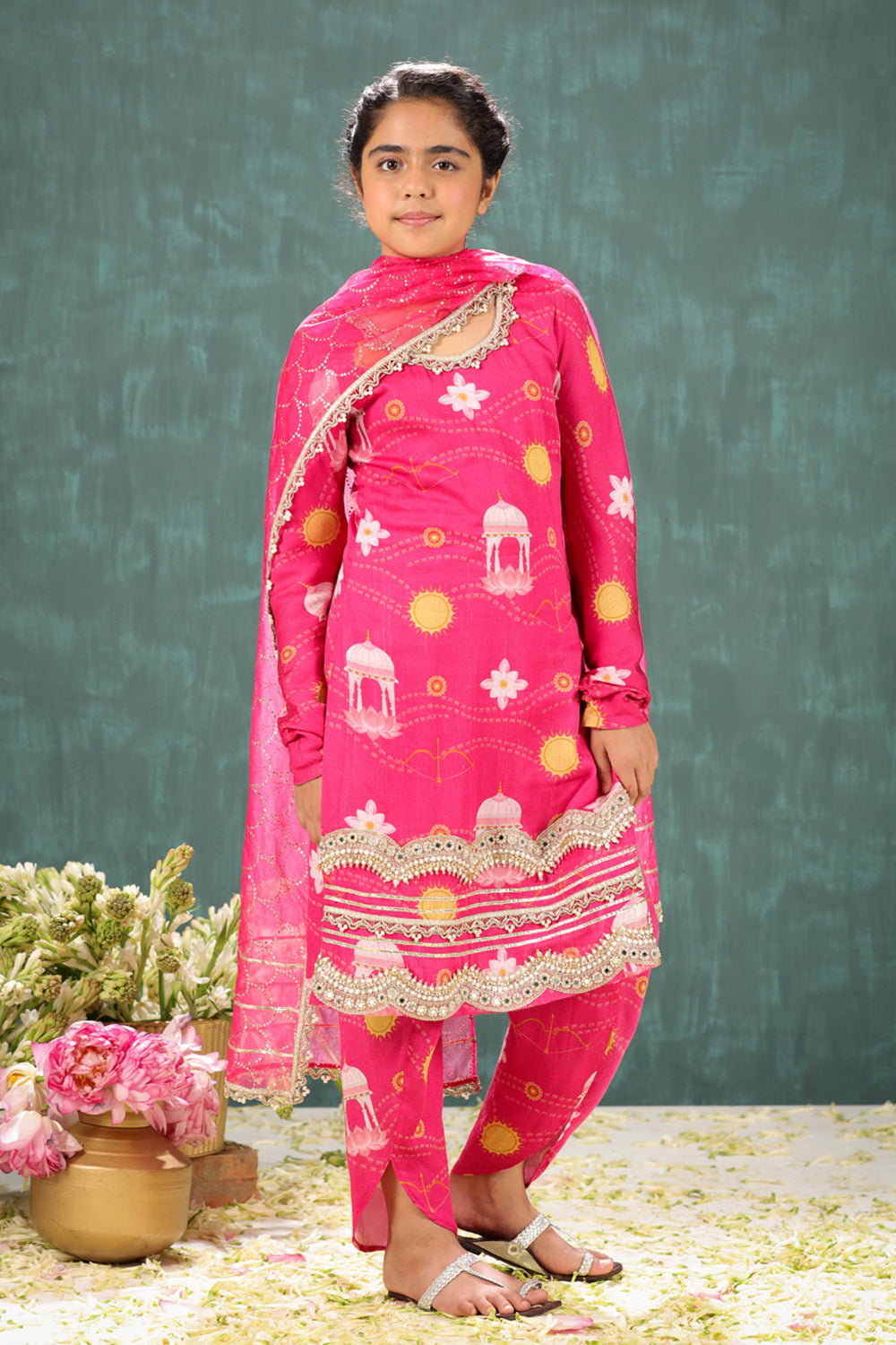 Shri Ram Pink Long Kurta and Dhoti Pant Set