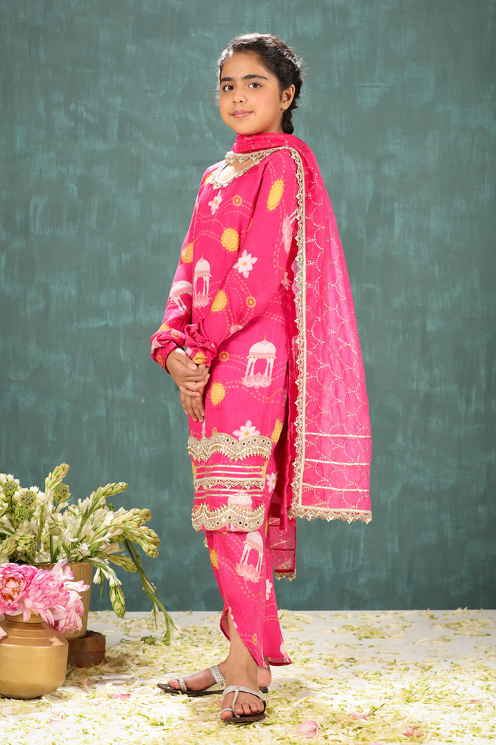 Shri Ram Pink Long Kurta and Dhoti Pant Set