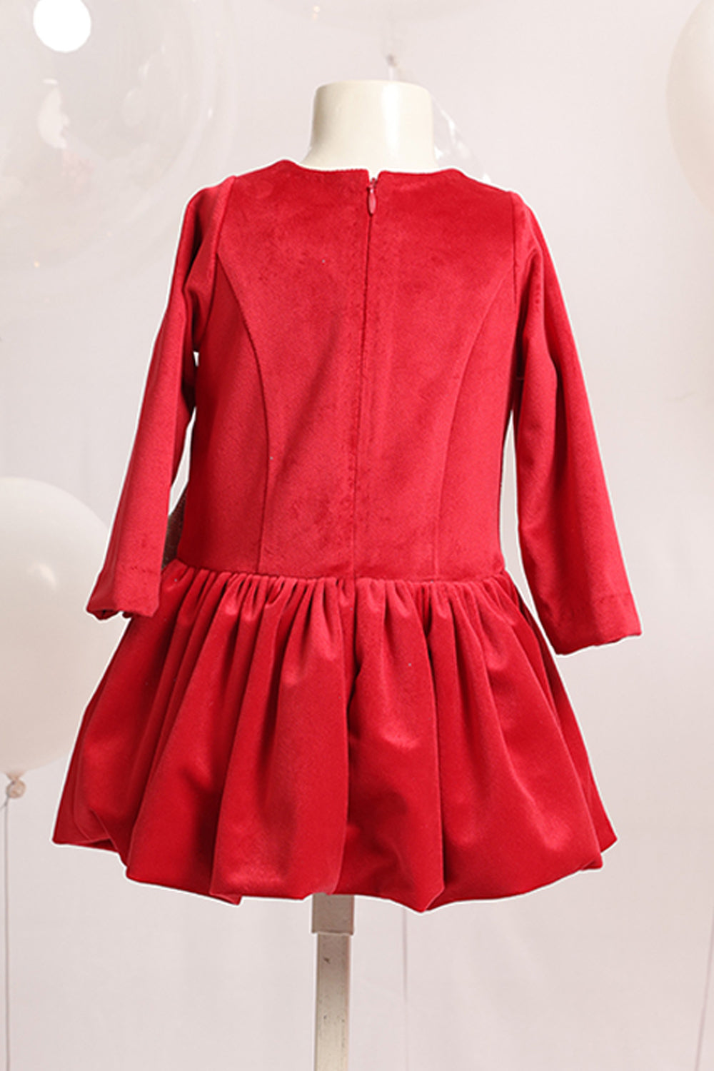 Red Velvet short Balloon Dress