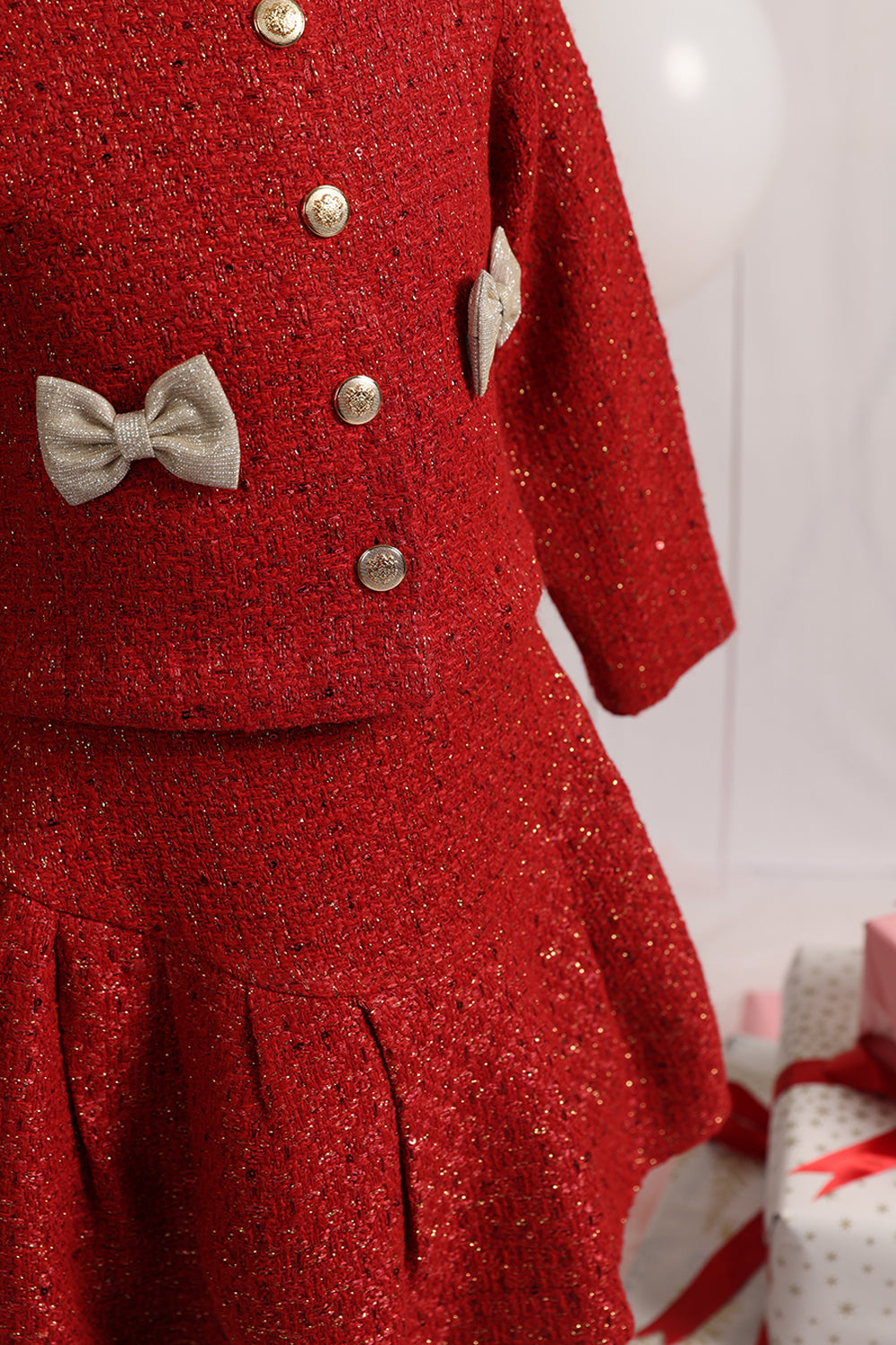 The Red Tweed Winter Skirt & Top Set