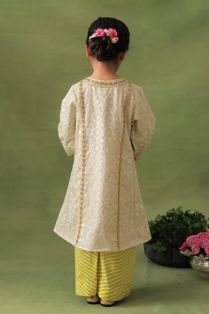 Gold Brocade Kurta With Leheriya Farshi Salwar Set