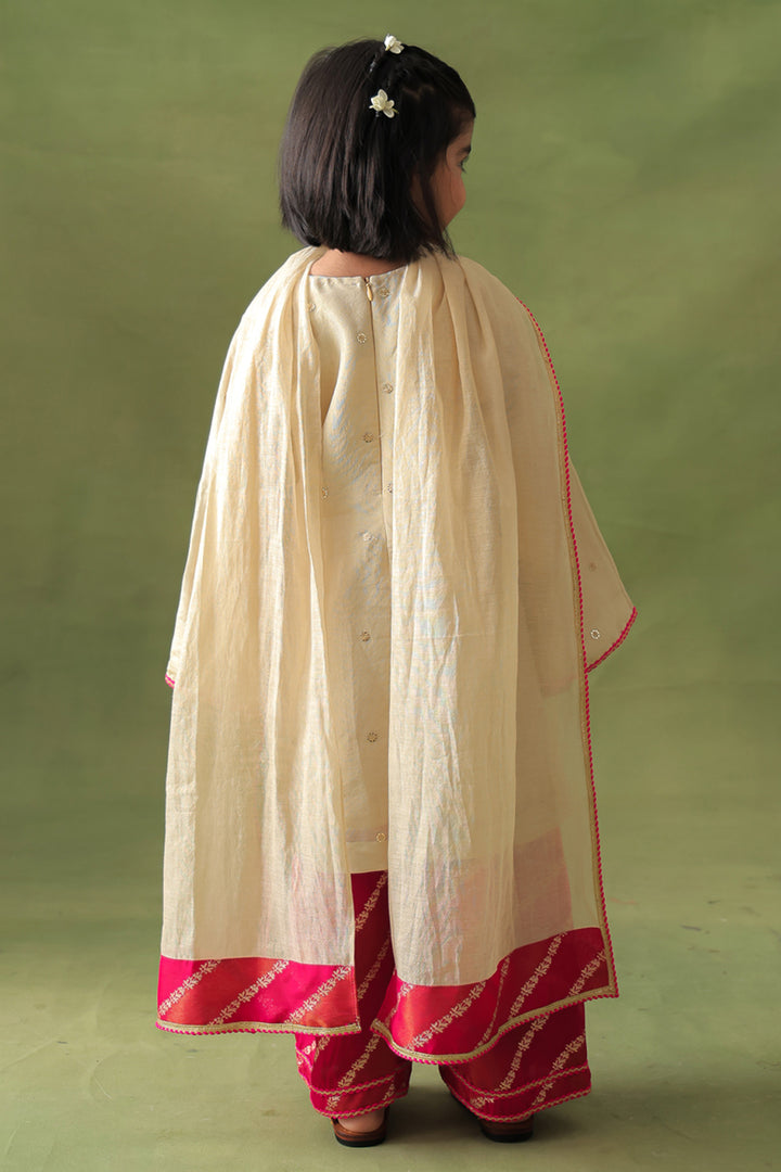 Gold Kurta With Hot Pink Farshi Salwar and Dupatta