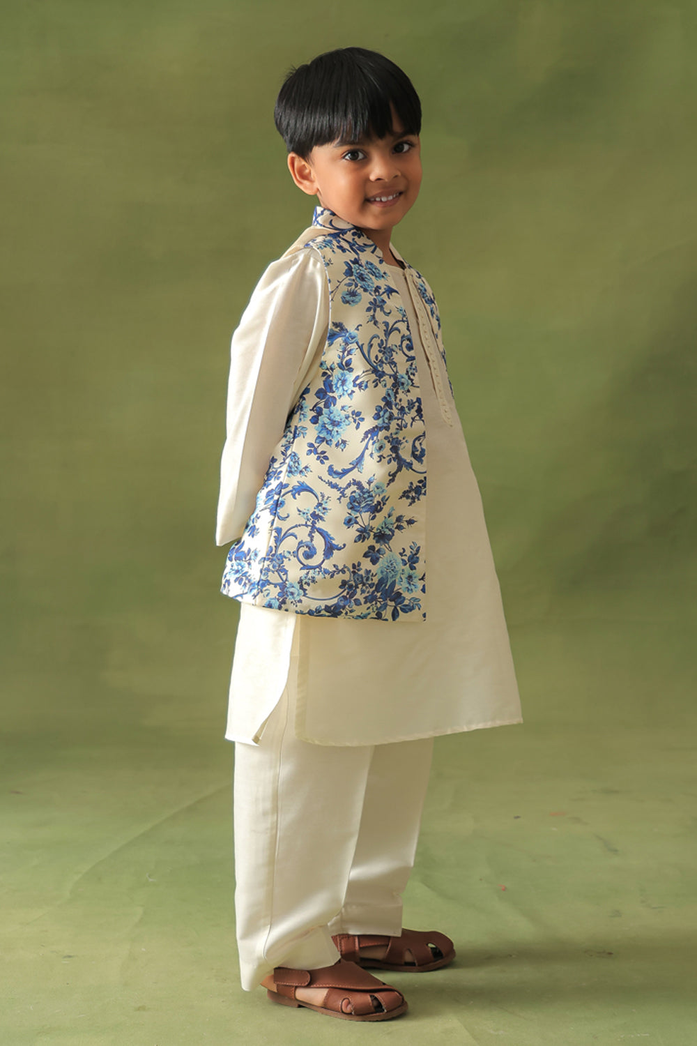 Boys Moroccan Print 3-piece Nehru Jacket Set