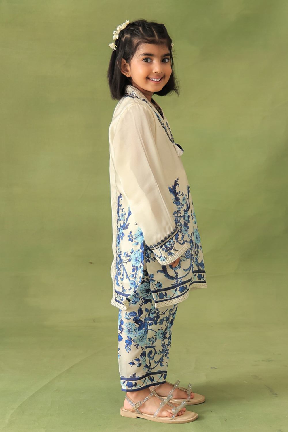 Morrocan Print Kurta With Straight Cut Pant Set