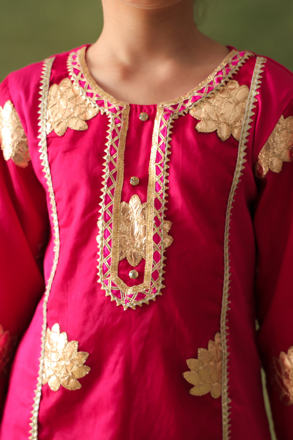 Rani Pink Lotus Kurta & Pista Dhoti Salwar Set