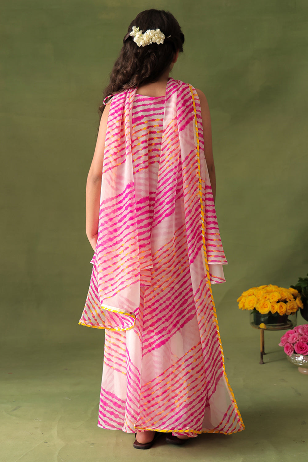 Breezy Pink Leheriya Tunic and Sharara Set