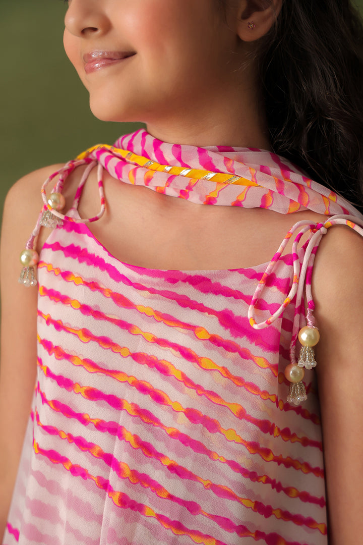 Breezy Pink Leheriya Tunic and Sharara Set