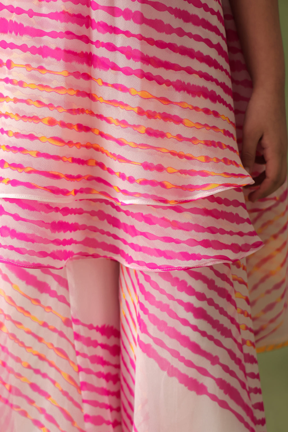 Breezy Pink Leheriya Tunic and Sharara Set