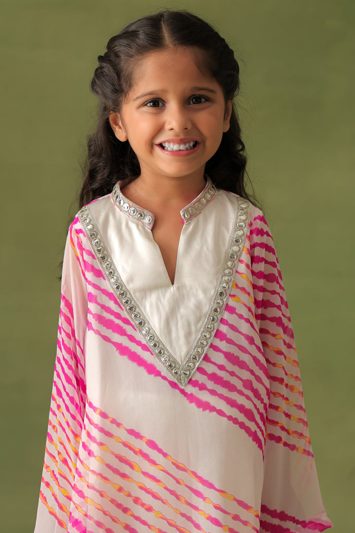 Pink Leheriya Kurta With Dhoti Pant Co-ord Set
