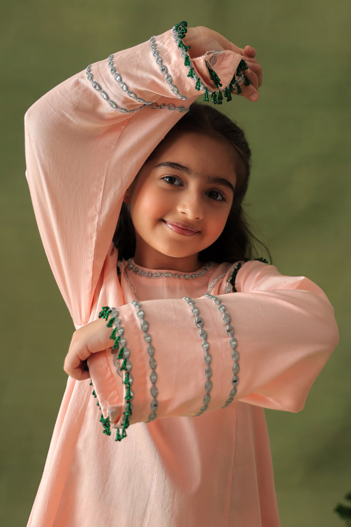 Solid Peach A-line Kurta and Wide Leg Pants Co-ord Set