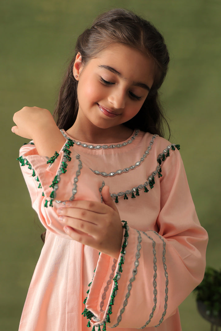 Solid Peach A-line Kurta and Wide Leg Pants Co-ord Set