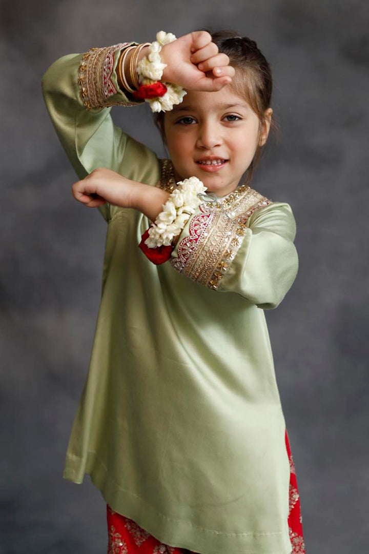 Sage Green Kurta With Rani Pink Farshi Salwar Set