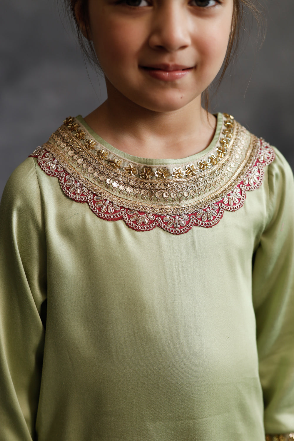 Sage Green Kurta With Rani Pink Farshi Salwar Set