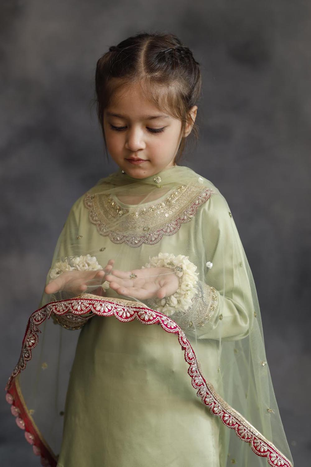 Sage Green Kurta With Rani Pink Farshi Salwar Set