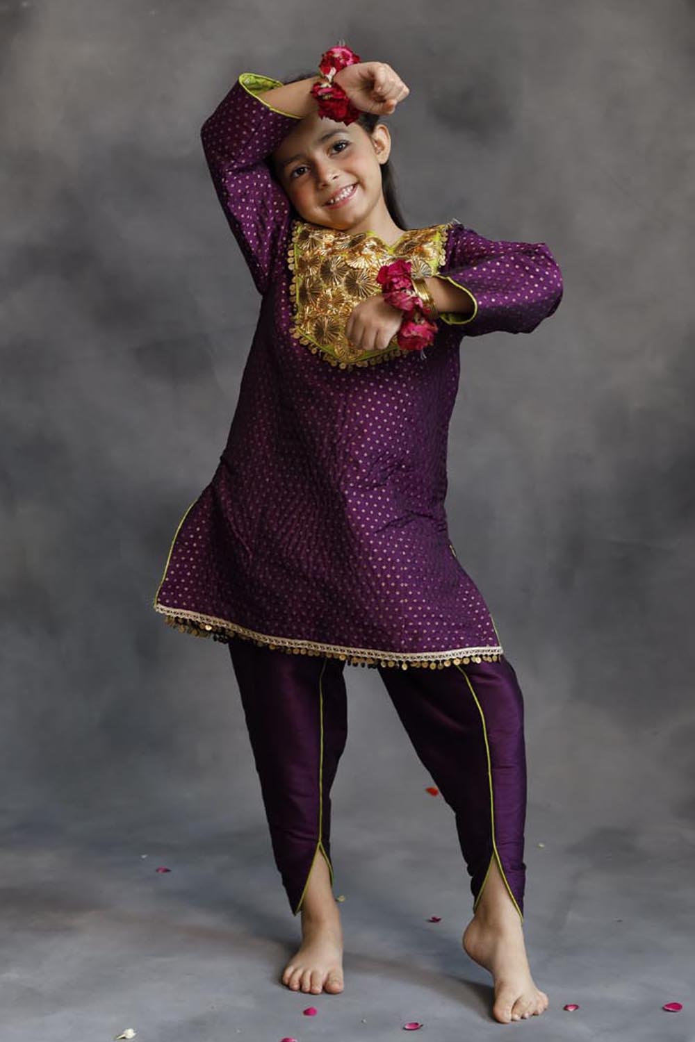 Purple Kurta With Dhoti Salwar Set