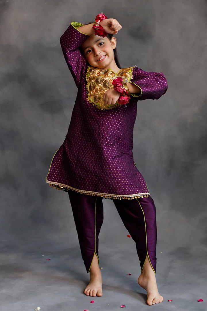 Purple Kurta With Dhoti Salwar Set