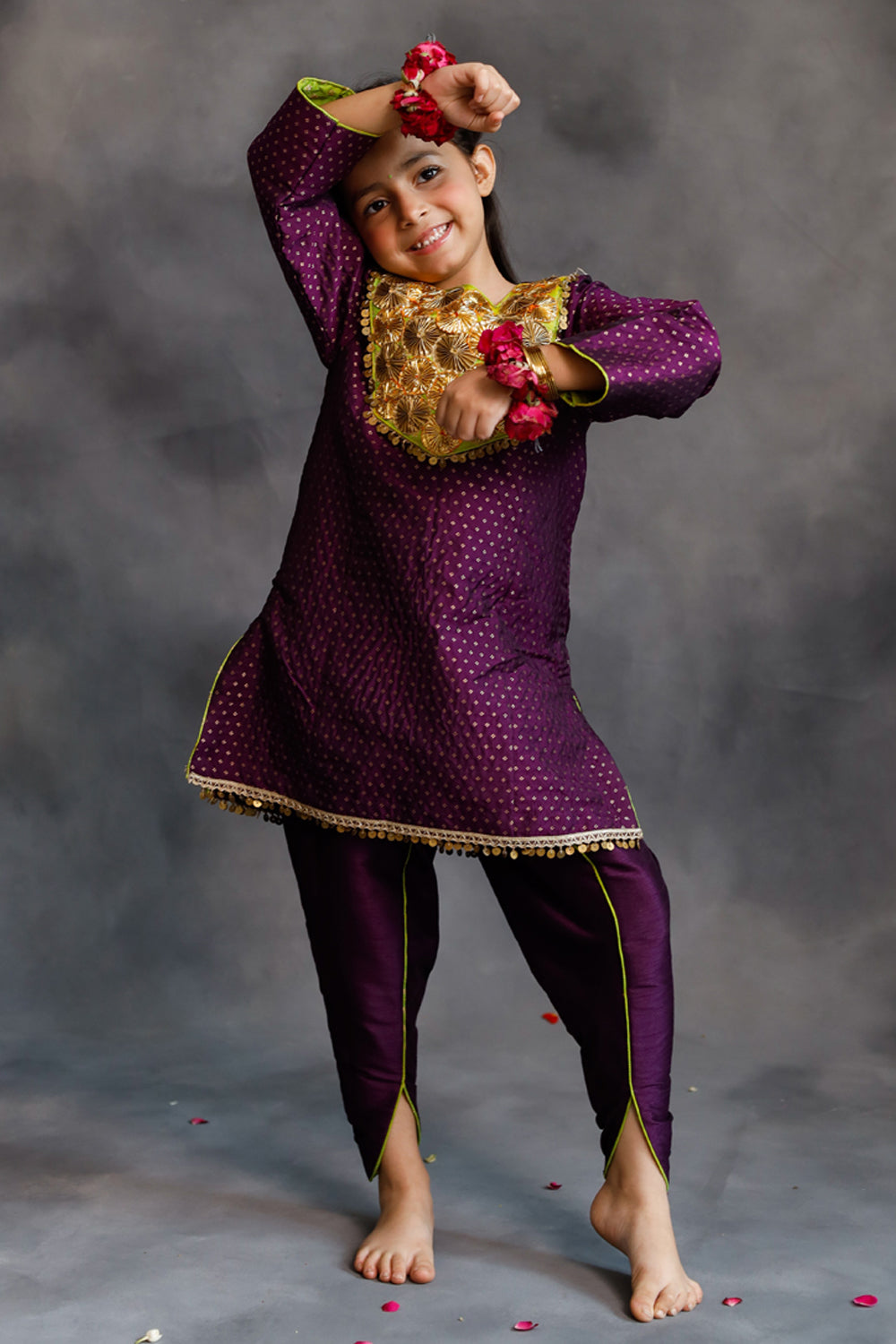 Purple Kurta With Dhoti Salwar Set