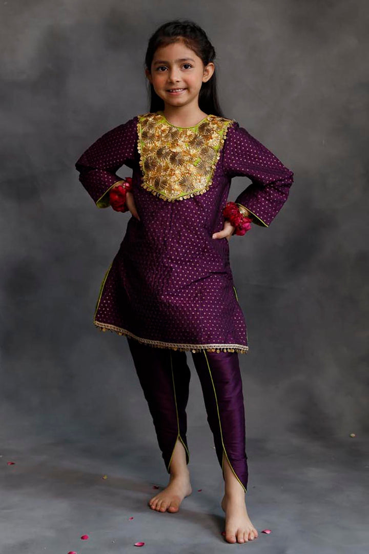 Purple Kurta With Dhoti Salwar Set