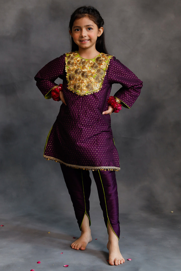 Purple Kurta With Dhoti Salwar Set