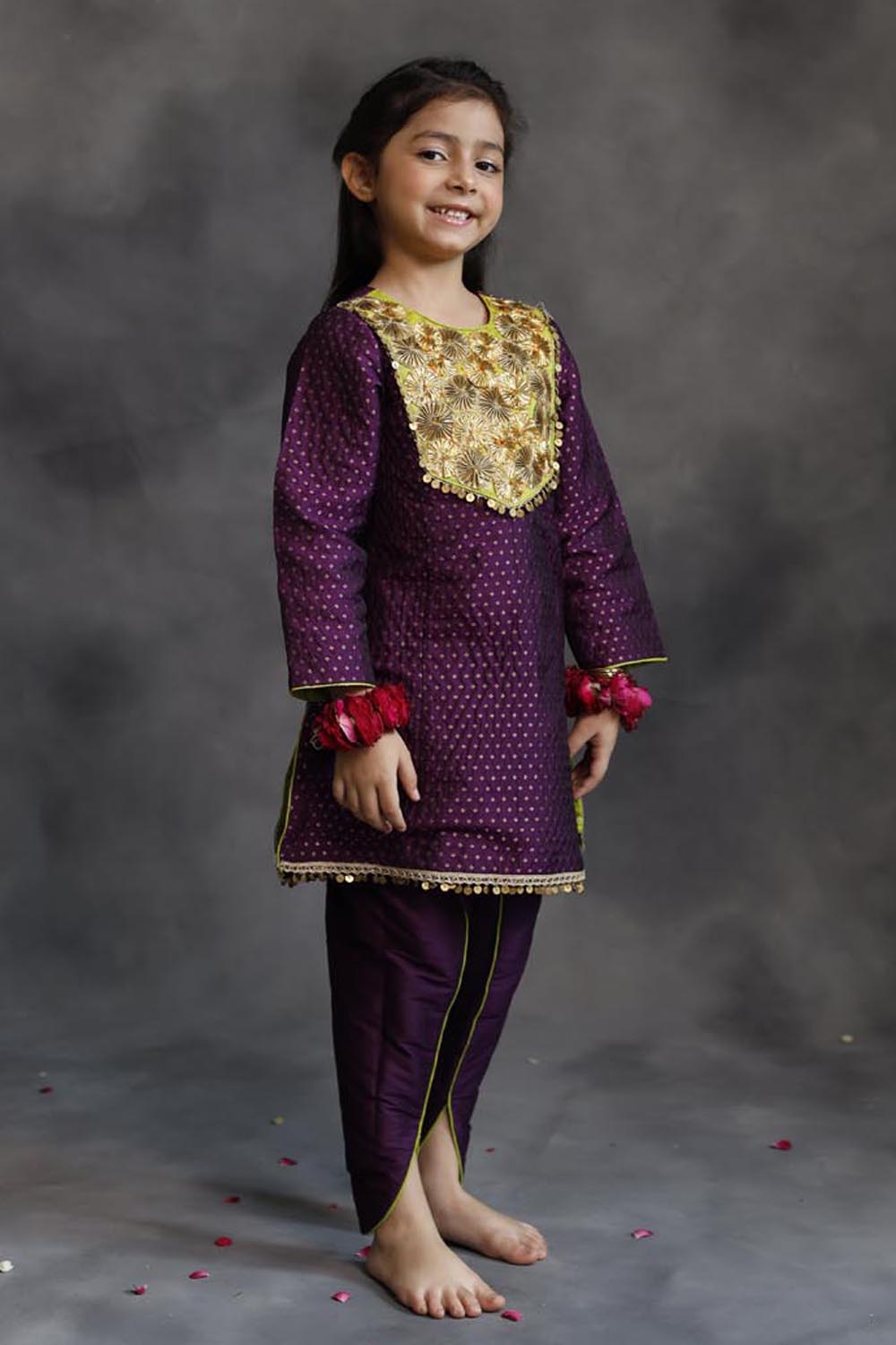 Purple Kurta With Dhoti Salwar Set