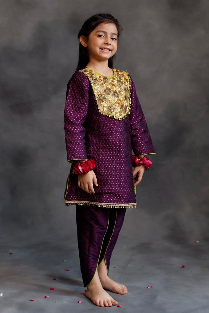 Purple Kurta With Dhoti Salwar Set