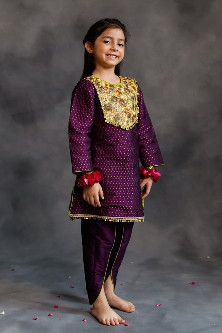Purple Kurta With Dhoti Salwar Set