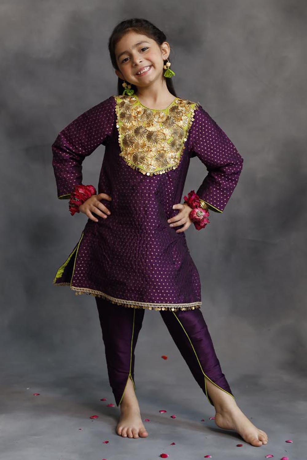 Purple Kurta With Dhoti Salwar Set