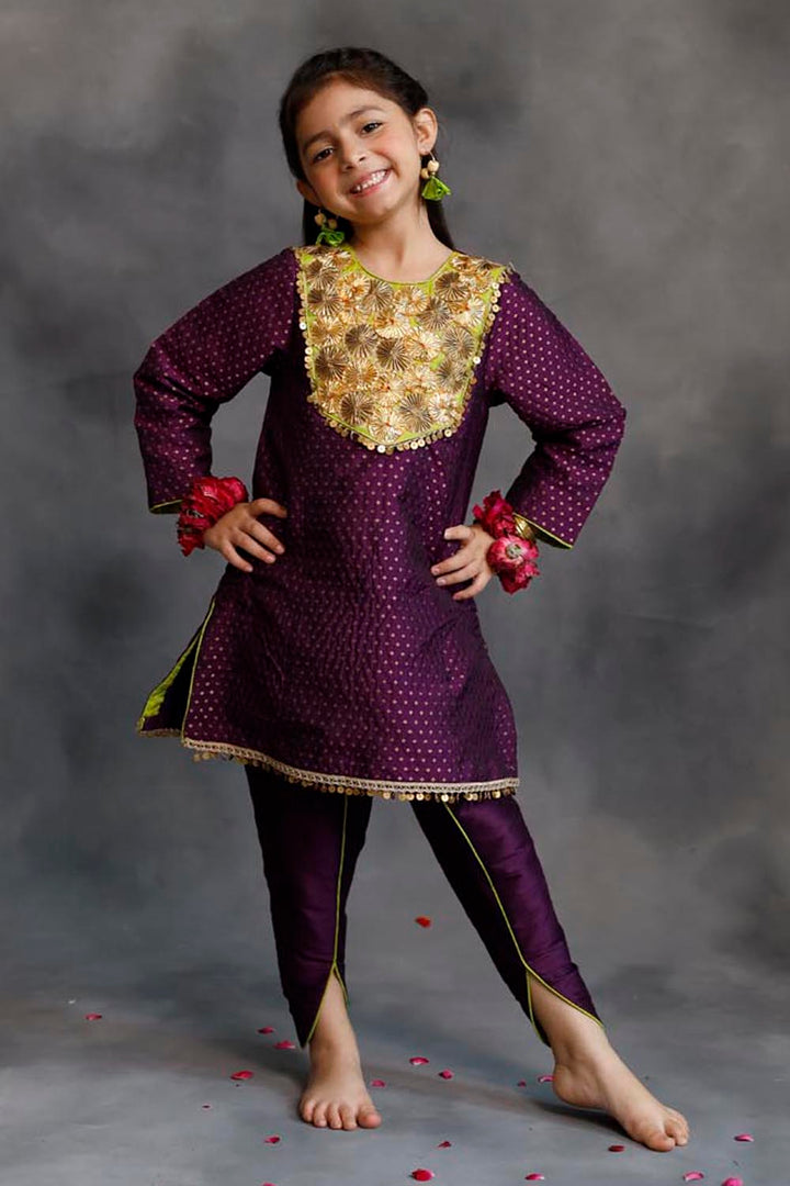 Purple Kurta With Dhoti Salwar Set