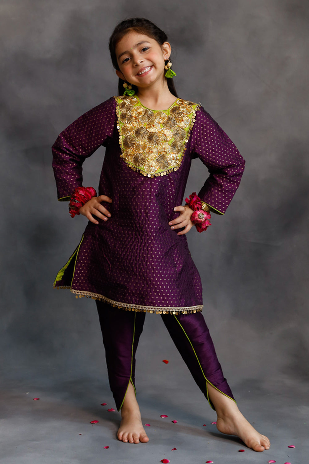 Purple Kurta With Dhoti Salwar Set