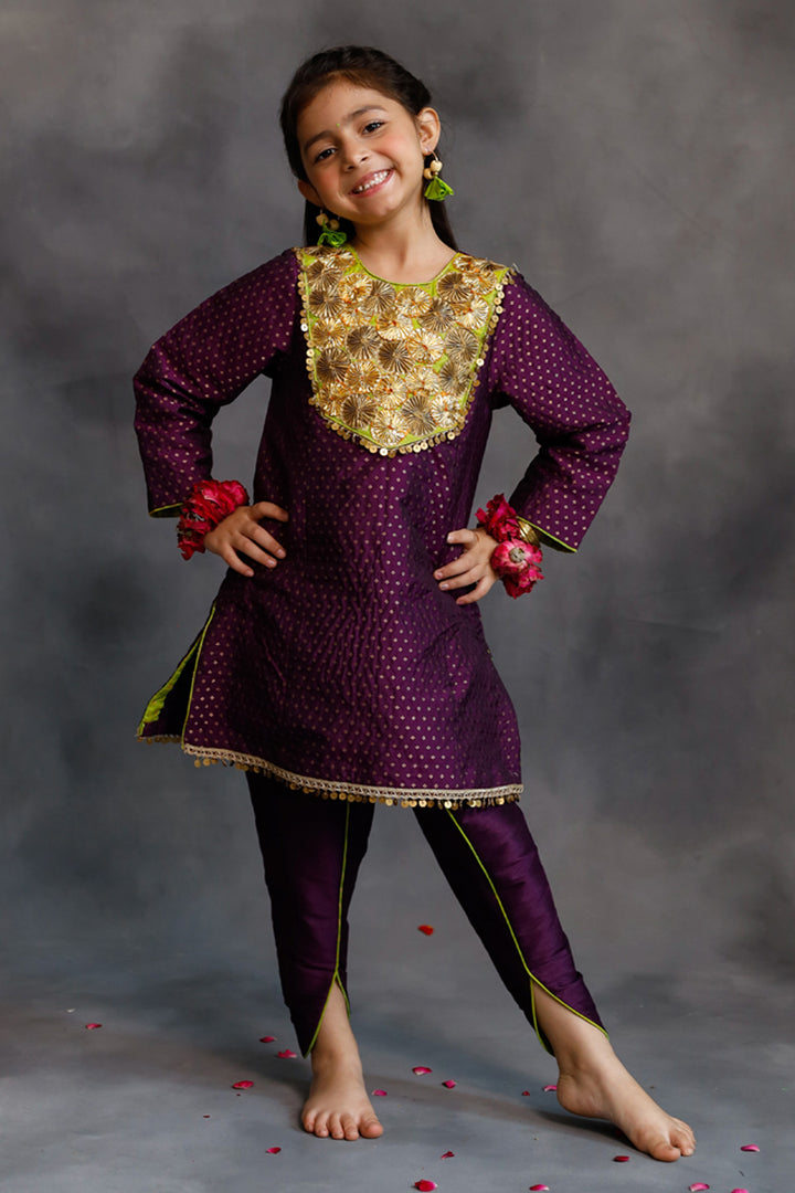 Purple Kurta With Dhoti Salwar Set