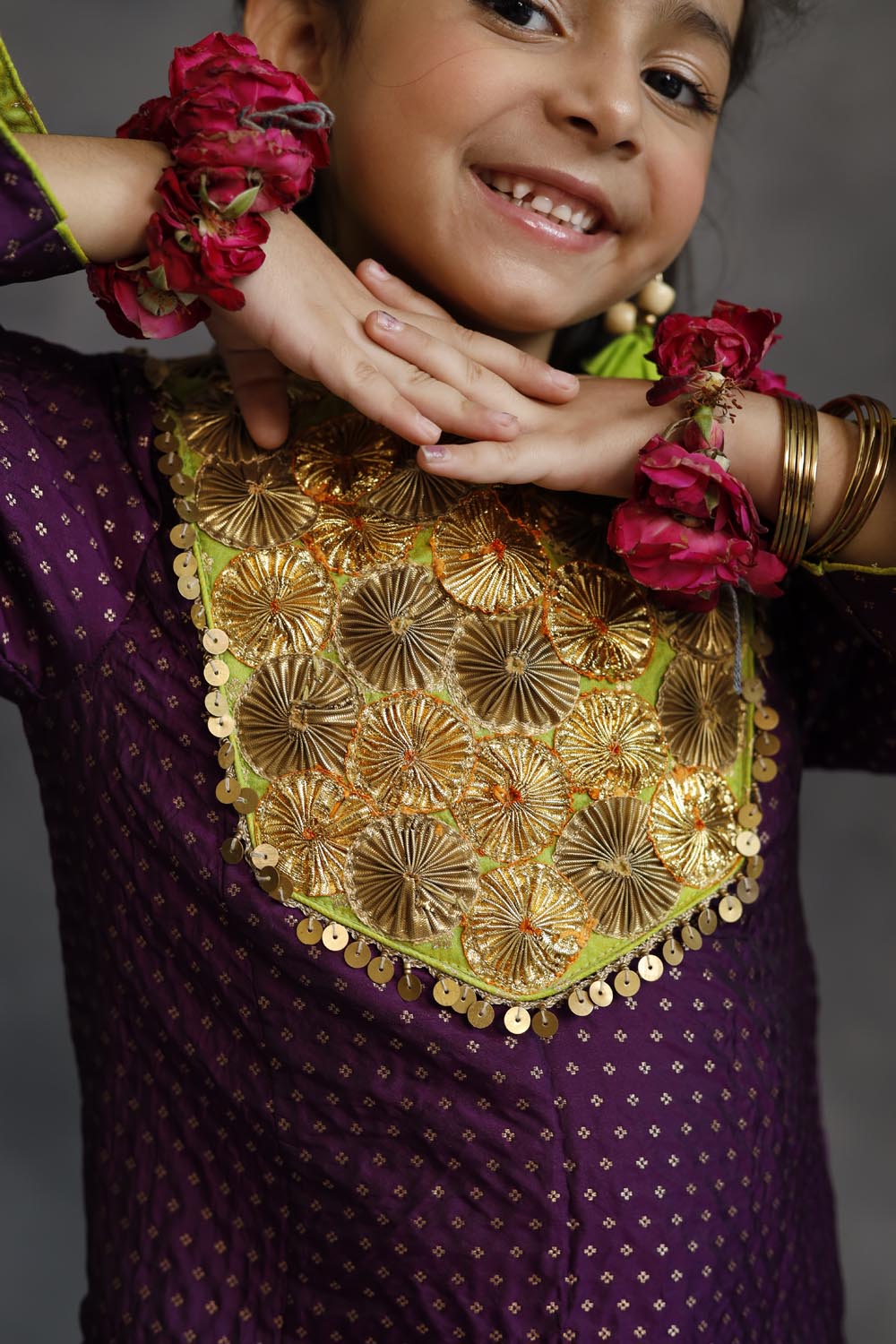 Purple Kurta With Dhoti Salwar Set