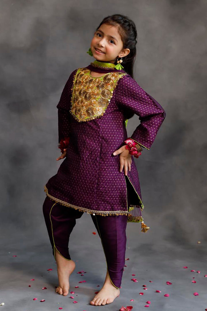 Purple Kurta With Dhoti Salwar Set