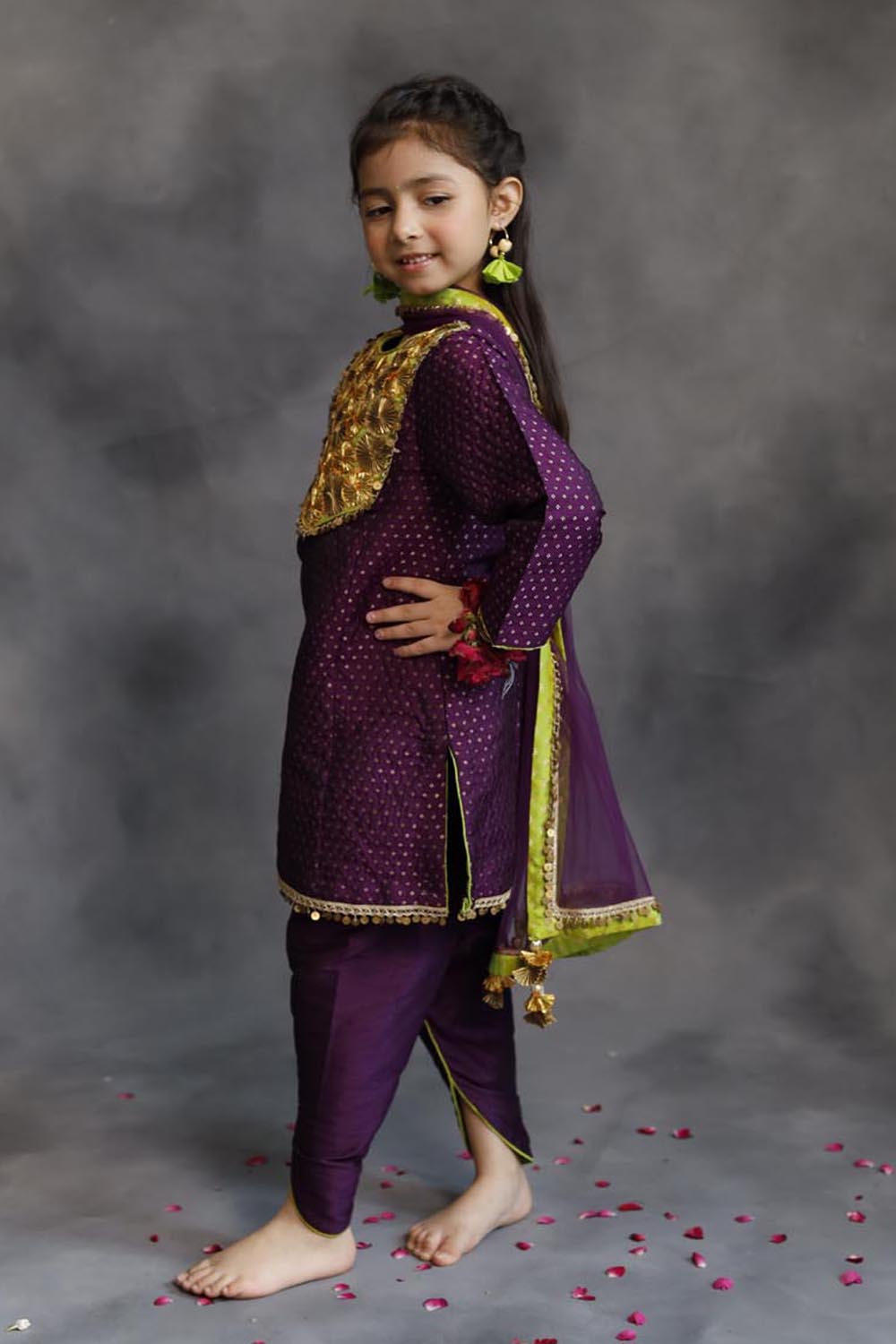 Purple Kurta With Dhoti Salwar Set