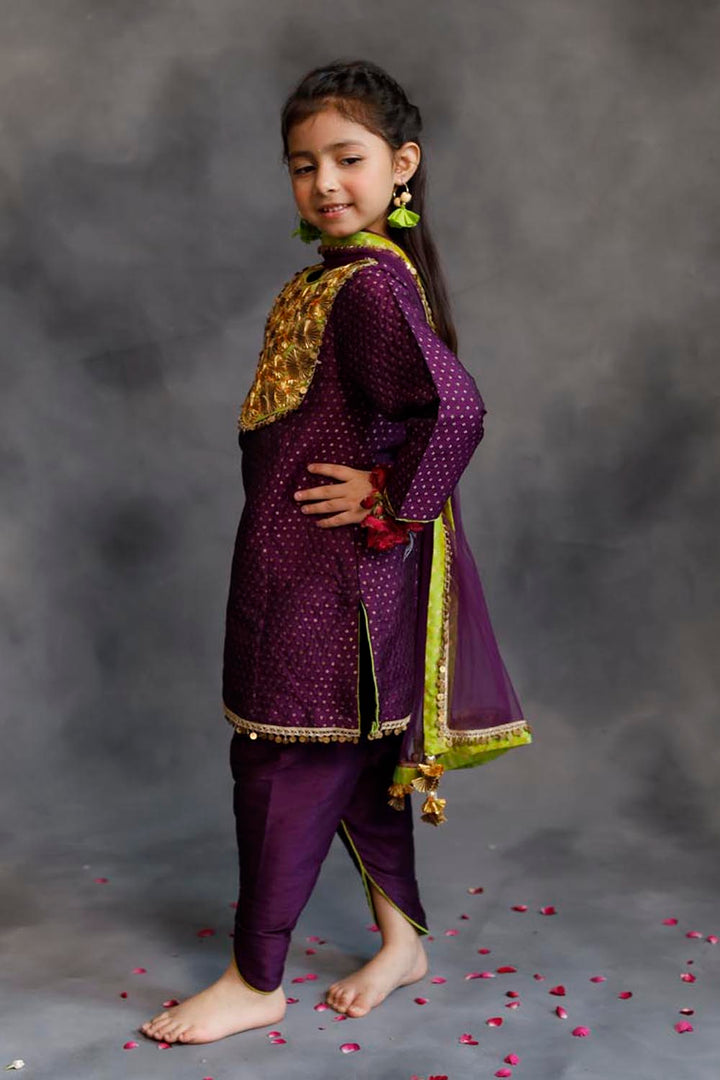 Purple Kurta With Dhoti Salwar Set