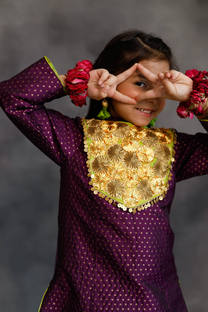 Purple Kurta With Dhoti Salwar Set