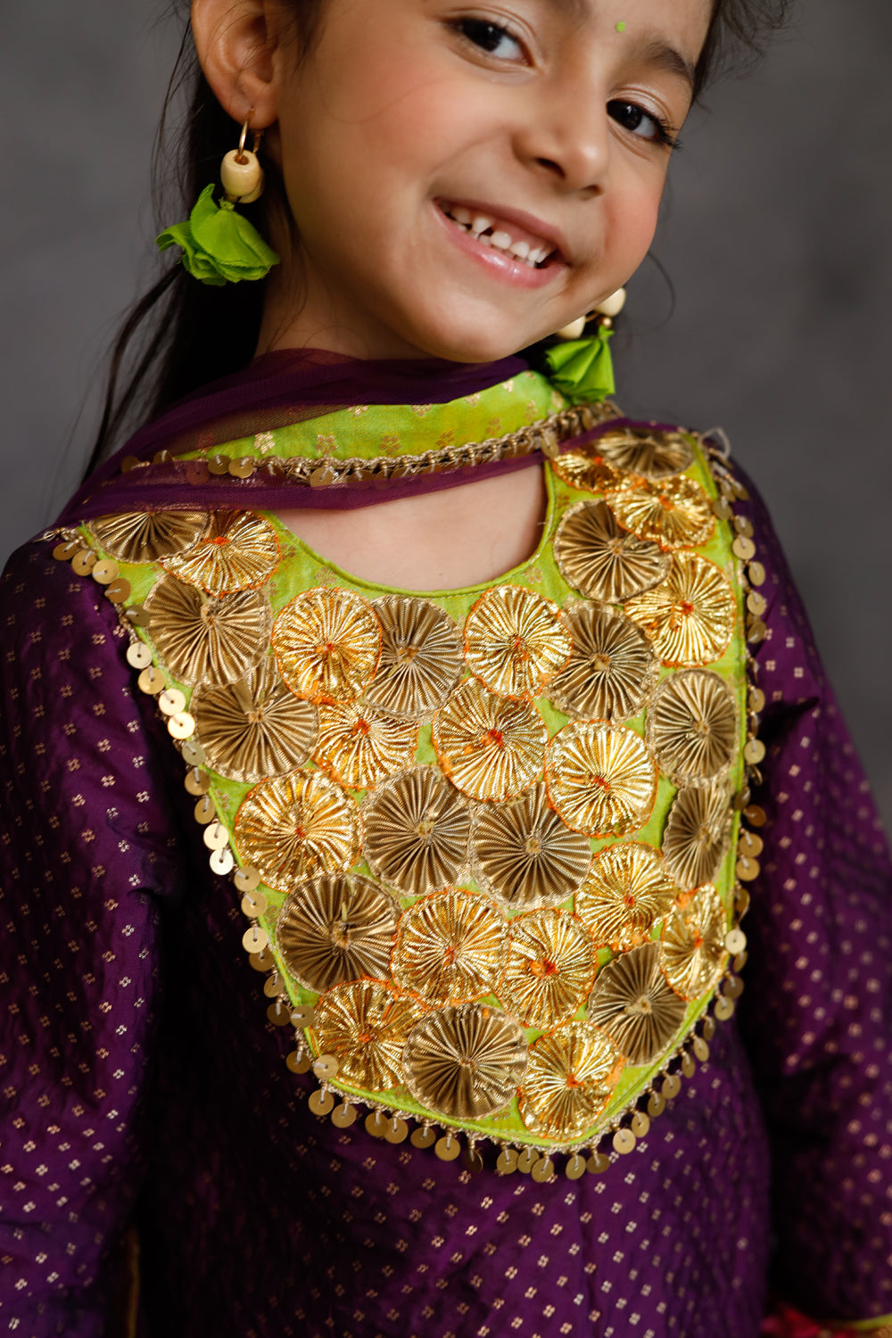 Purple Kurta With Dhoti Salwar Set