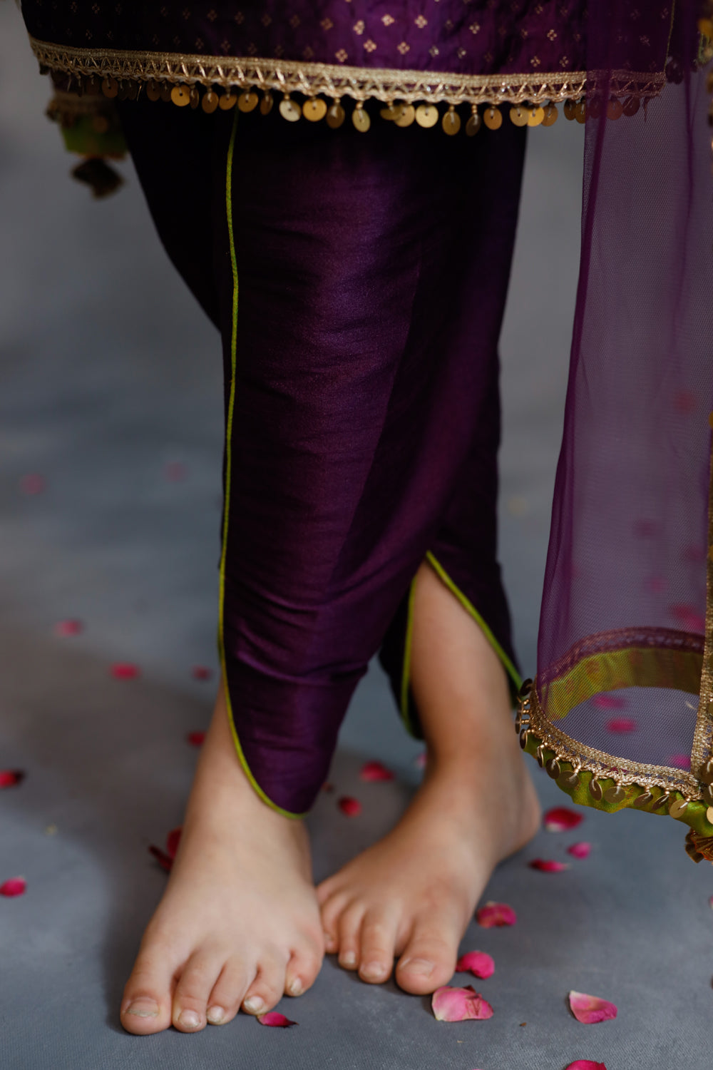 Purple Kurta With Dhoti Salwar Set