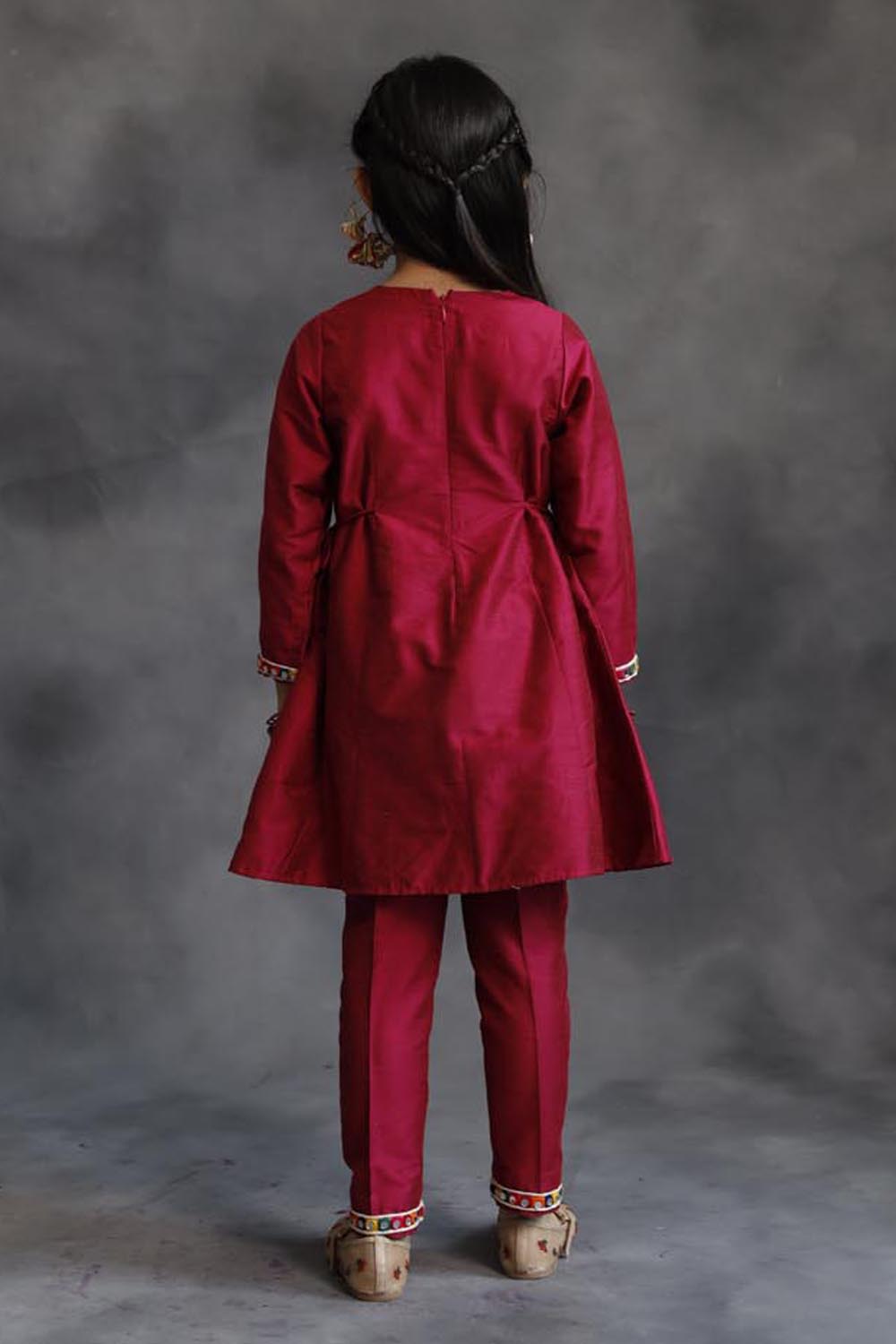 Pink Mirror Borders Kurta With Pants Set