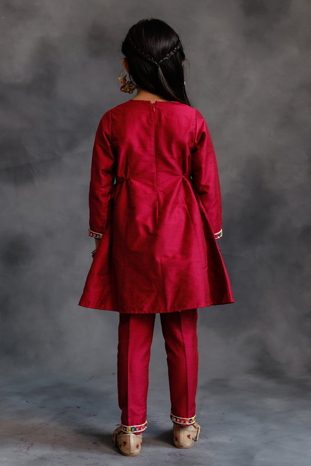 Pink Mirror Borders Kurta With Pants Set