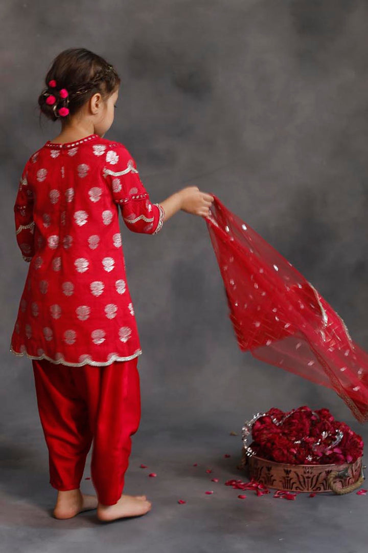 Rani Pink and Silver Kurta 3-Piece Set