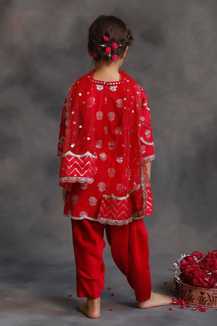 Rani Pink and Silver Kurta 3-Piece Set