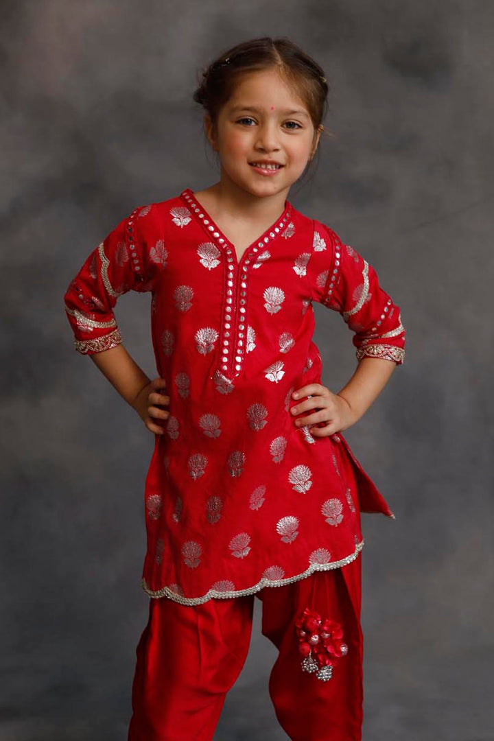 Rani Pink and Silver Kurta 3-Piece Set